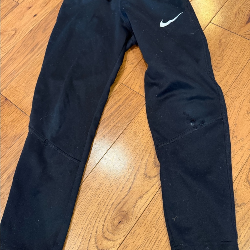 Nike Black Kids' Athletic Sweatpants with White Swoosh small